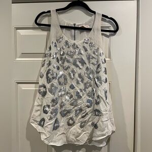 Silver and cream sequin sleeveless top by Rebecca Taylor